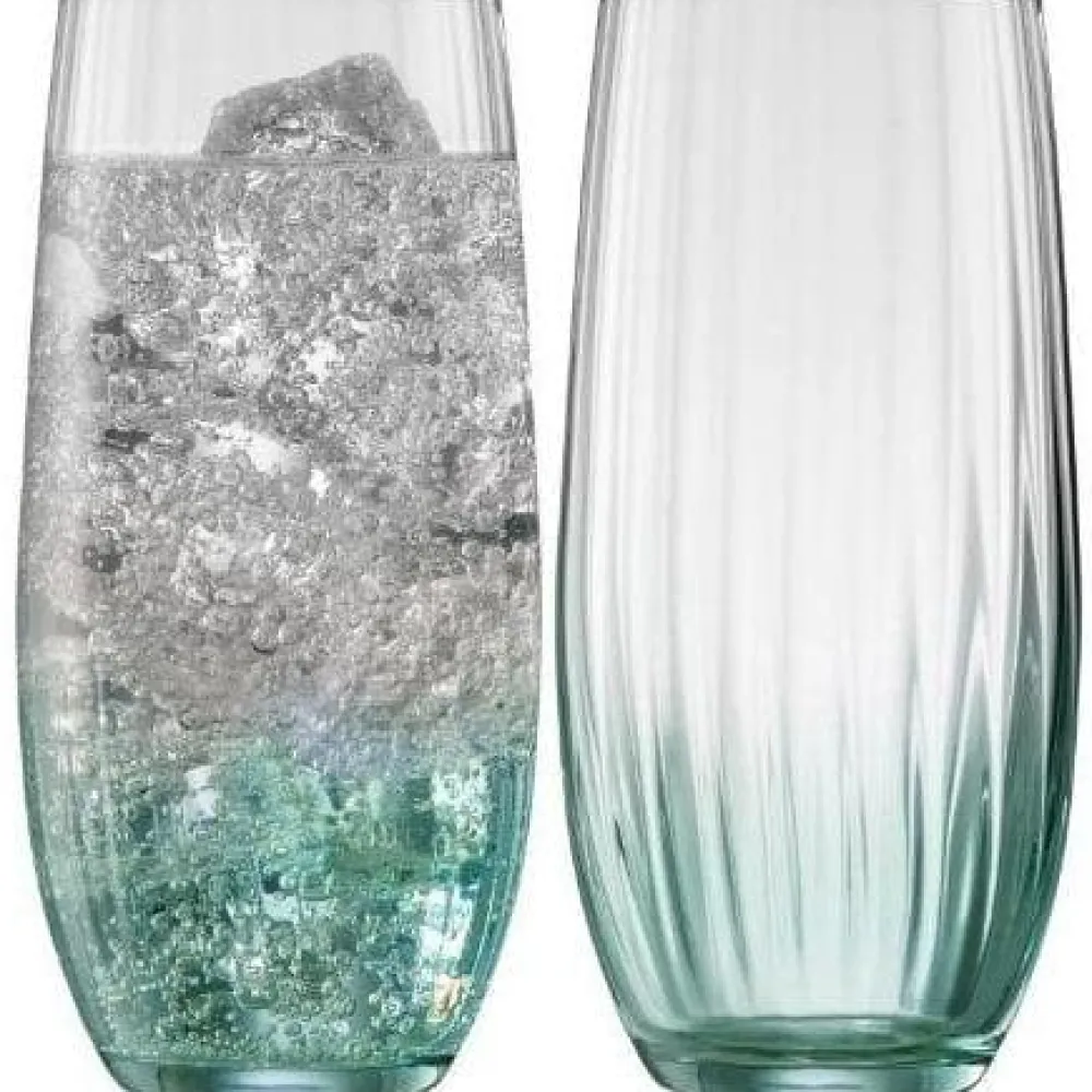 Erne Hiball Glass Pair Aqua<Galway Crystal New