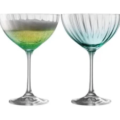 Erne Saucer Champagne Glass Pair Aqua<Galway Crystal Hot