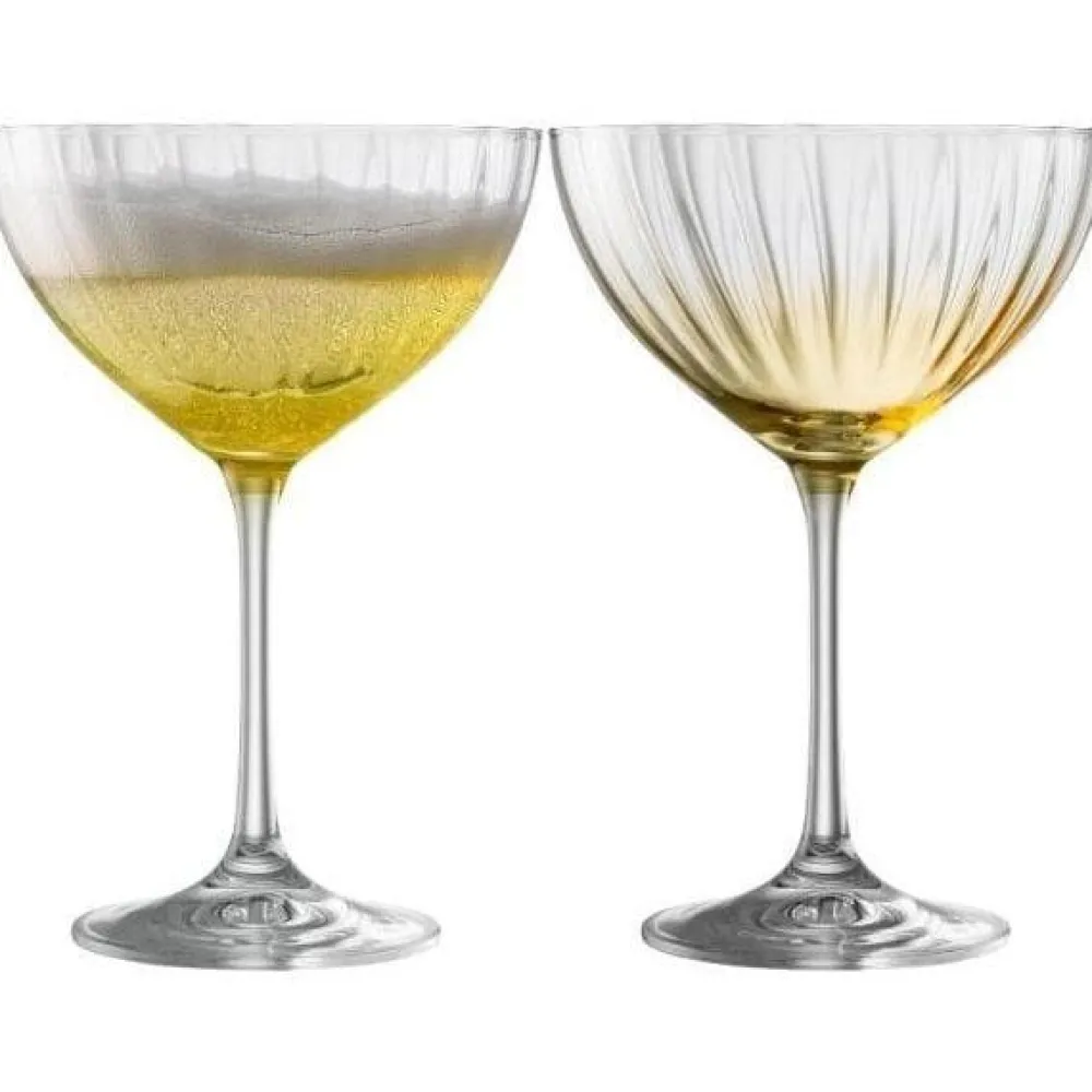 Erne Saucer Champagne Glass Pair Amber<Galway Crystal Hot