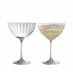 Erne Saucer Champagne Glass Pair<Galway Crystal New