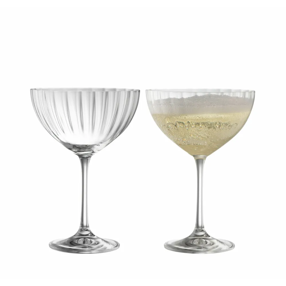 Erne Saucer Champagne Glass Pair<Galway Crystal New