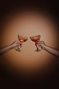 Erne Saucer Champagne Glass Pair<Galway Crystal New