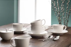 Erne Teacups & Saucers (Set of 4)<Galway Crystal Outlet