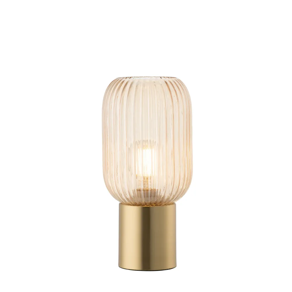Fluted Glass Table Lamp - Amber<Galway Crystal Outlet