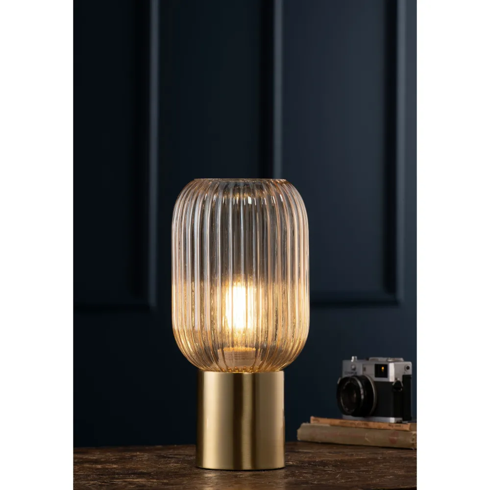 Fluted Glass Table Lamp - Amber<Galway Crystal Outlet
