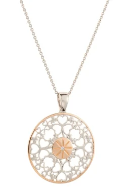 Hearts & Shamrocks Pendant Silver & Rose Gold<Galway Crystal Sale