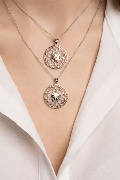 Hearts & Shamrocks Pendant Silver & Rose Gold<Galway Crystal Sale
