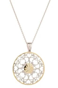 Hearts & Shamrocks Pendant Silver & Gold<Galway Crystal