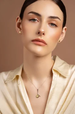 Luna Sterling Silver & Gold Stud Earrings<Galway Crystal