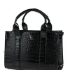 Medium Tote Bag - Black Croc Detail<Galway Crystal Online