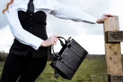 Medium Tote Bag - Black Croc Detail<Galway Crystal Online