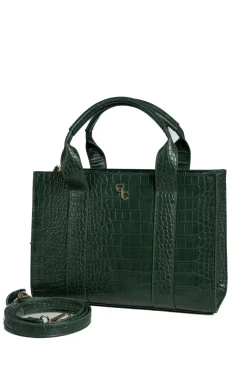 Medium Tote - Forest Green Croc Detail<Galway Crystal Discount
