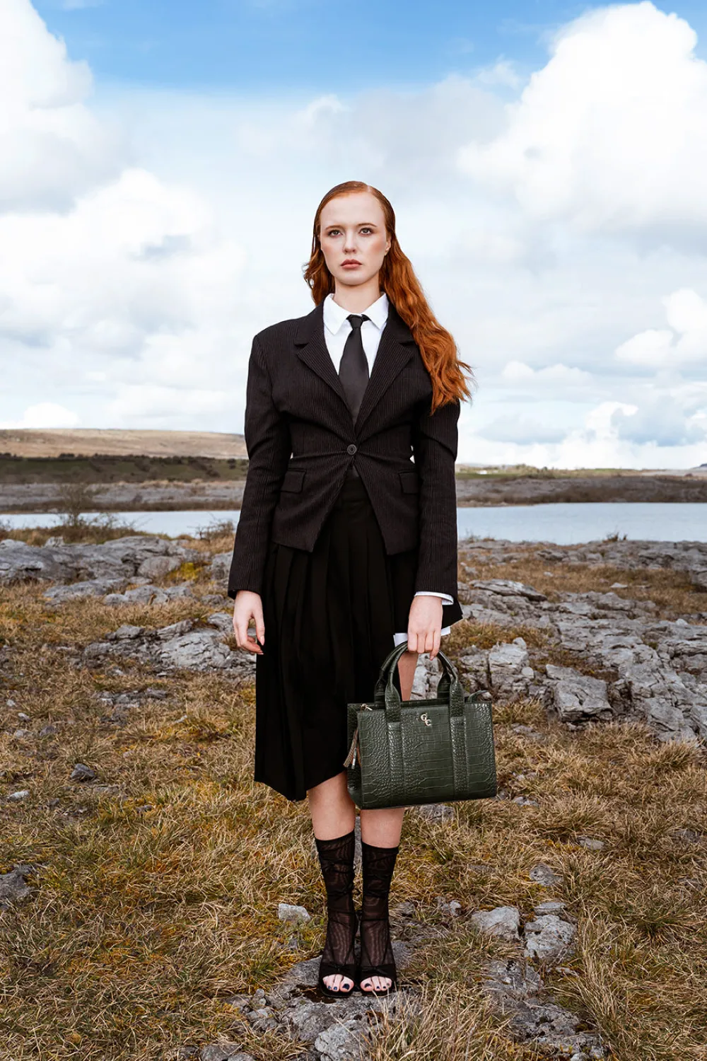 Medium Tote - Forest Green Croc Detail<Galway Crystal Discount