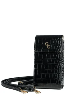 Mini Crossbody Bag - Black Croc Detail<Galway Crystal Clearance