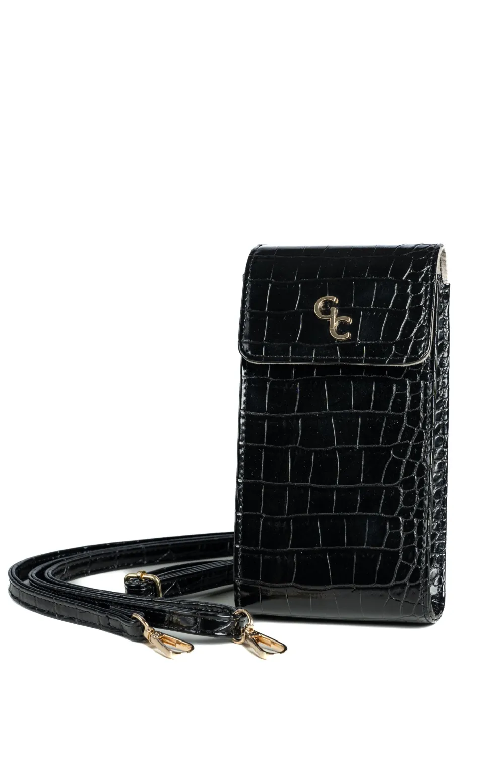 Mini Crossbody Bag - Black Croc Detail<Galway Crystal Clearance