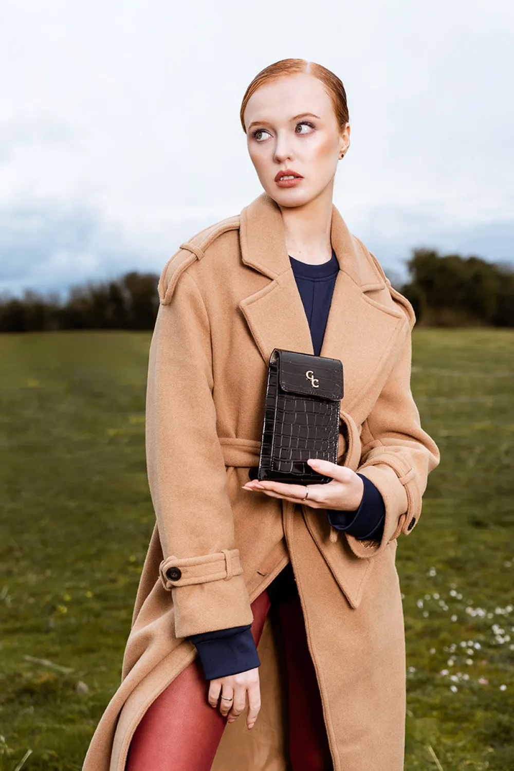 Mini Crossbody Bag - Black Croc Detail<Galway Crystal Clearance