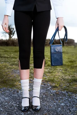 Mini Crossbody Bag - Navy Croc detail<Galway Crystal