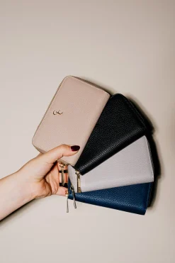 Navy Ladies Zip Wallet<Galway Crystal Clearance