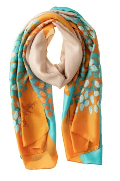 Orange & Turquoise Polyester Scarf<Galway Crystal Clearance