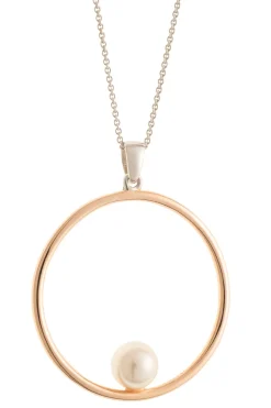 Pearl Hoop Sterling Silver & Rose Gold Pendant<Galway Crystal New