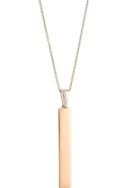 Plain Bar Sterling Silver & Rose Gold Pendant<Galway Crystal Best