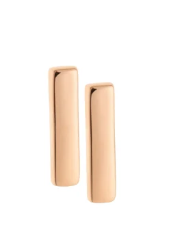 Plain Bar Sterling Silver & Rose Gold Stud Earrings<Galway Crystal Outlet
