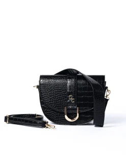 Saddle Bag Black Croc Detail<Galway Crystal New