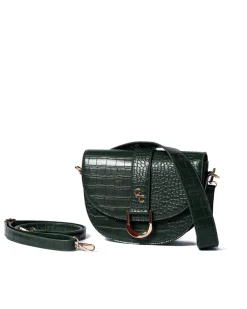 Saddle Bag Forest Green Croc Detail<Galway Crystal Outlet