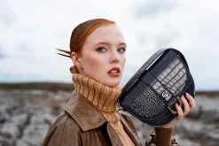 Saddle Bag - Navy Croc Detail<Galway Crystal New