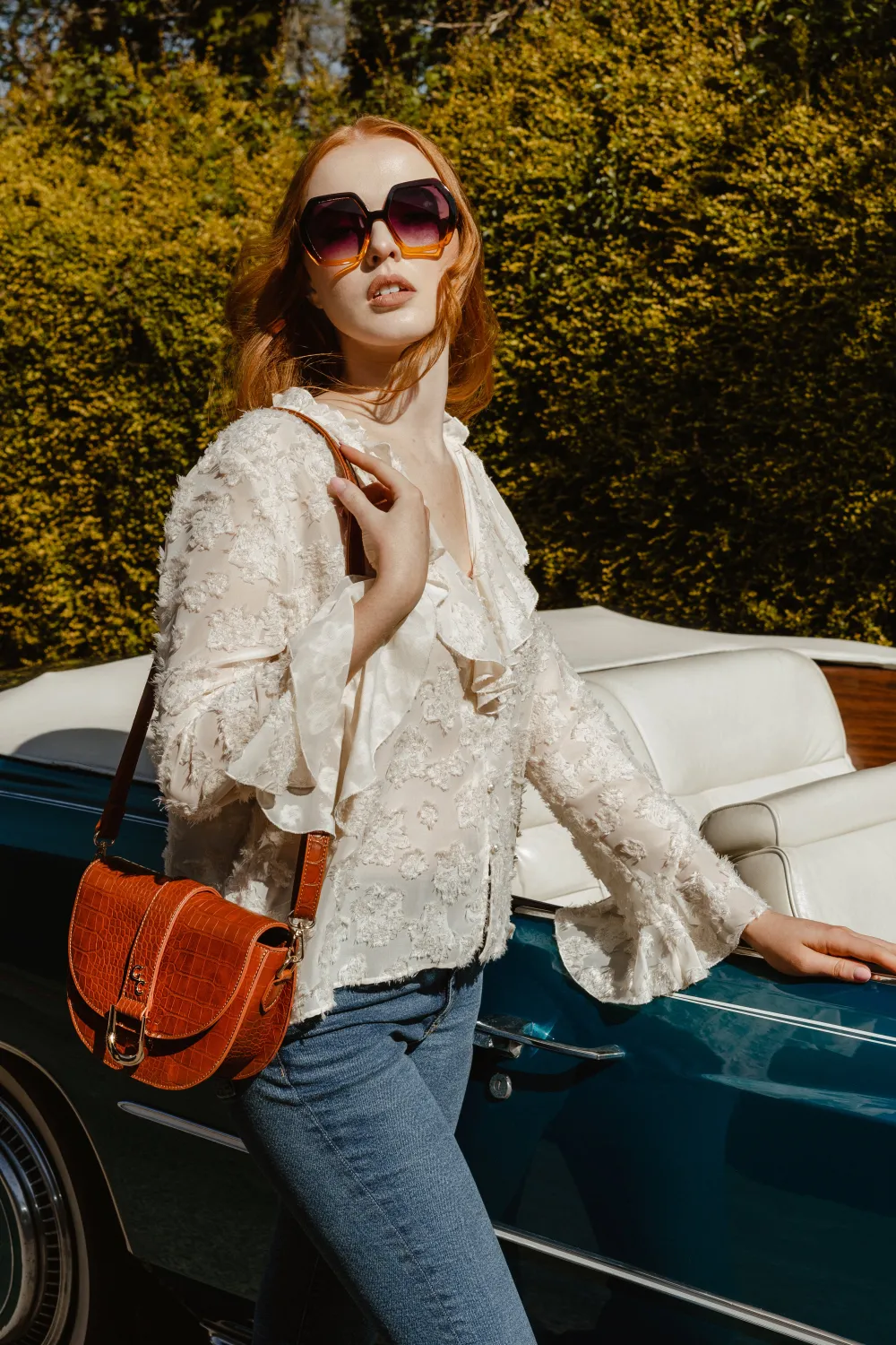 Saddle Bag Tan Croc Detail<Galway Crystal Hot