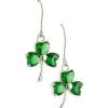 Shamrock Green Crystal Sterling Silver Earrings<Galway Crystal Outlet
