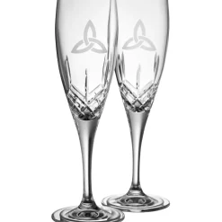 Trinity Knot Flute Glass Pair<Galway Crystal Sale