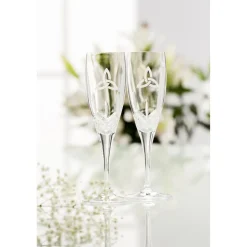 Trinity Knot Flute Glass Pair<Galway Crystal Sale
