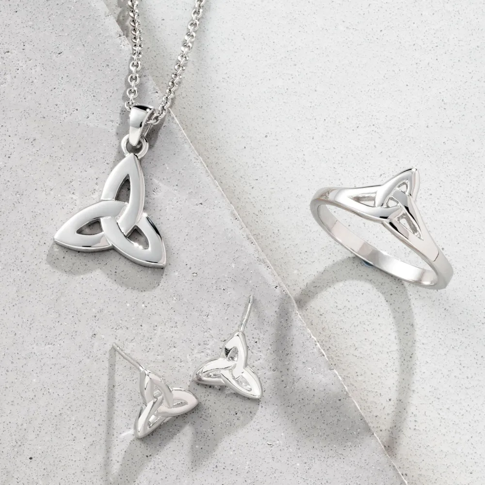 Trinity Knot Sterling Silver Pendant<Galway Crystal