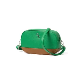 Two Tone Cross Body Bag - Green & Tan<Galway Crystal Clearance