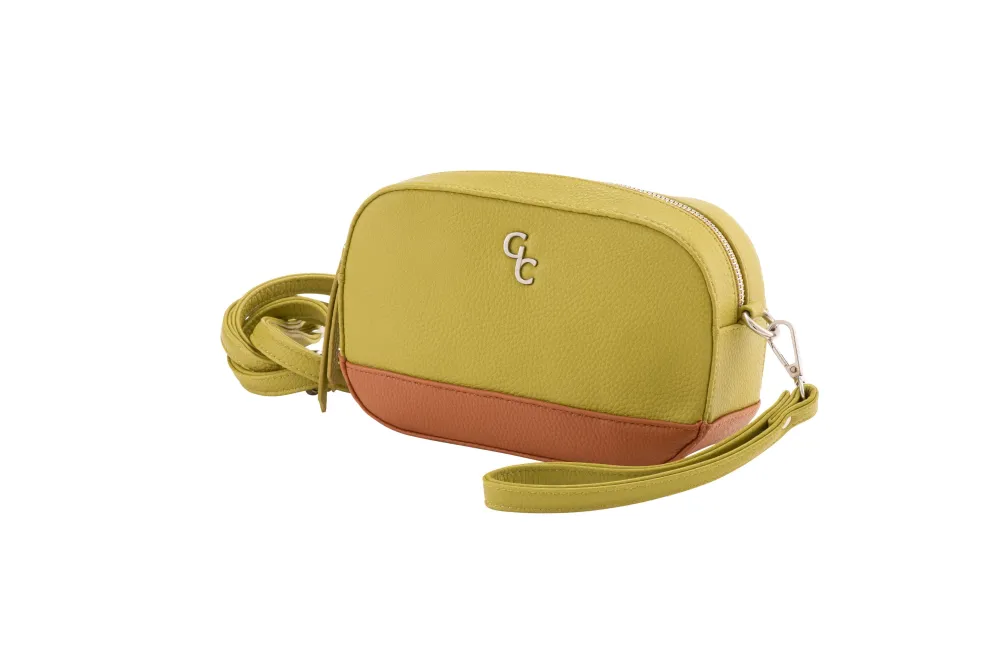 Two Tone Cross Body Bag - Lime & Tan<Galway Crystal Online