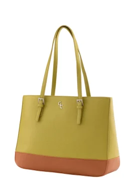 Two Tone Large Tote - Lime & Tan<Galway Crystal Online