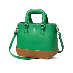 Two Tone Shoulder Bag - Green & Tan<Galway Crystal Clearance