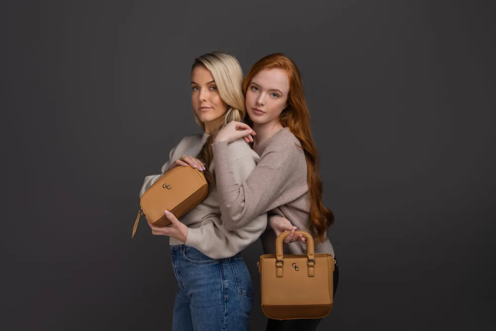 Two Tone Shoulder Bag - Tan & Brown<Galway Crystal