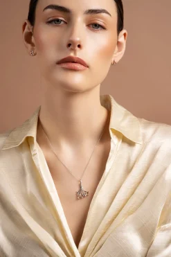 Wildwood Sterling Silver & Rose Gold Pendant<Galway Crystal New