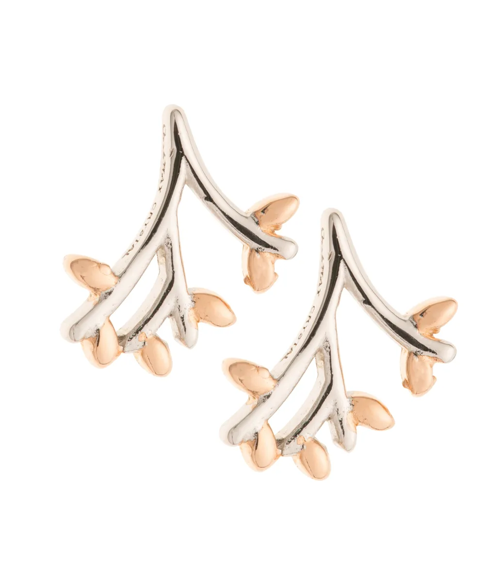 Wildwood Sterling Silver & Rose Gold Earrings<Galway Crystal
