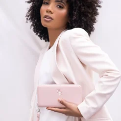 Women's Leather Wallet in Pink<Galway Crystal