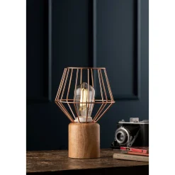 Wood and Copper Table Lamp<Galway Crystal Clearance