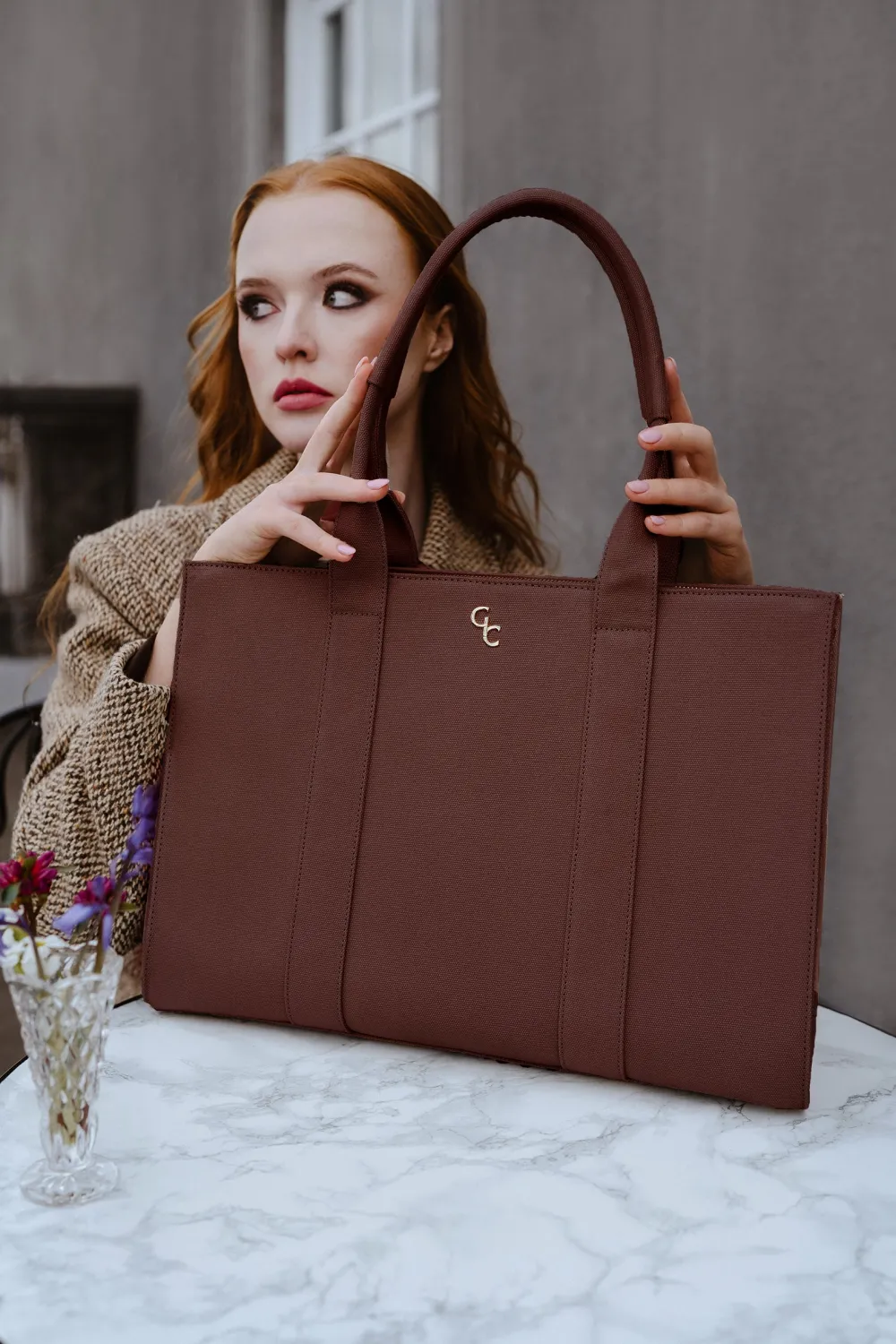 XL Tote Mauve Taupe Canvas<Galway Crystal Outlet