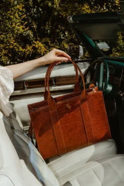 XL Tote Tan Croc Detail<Galway Crystal Sale